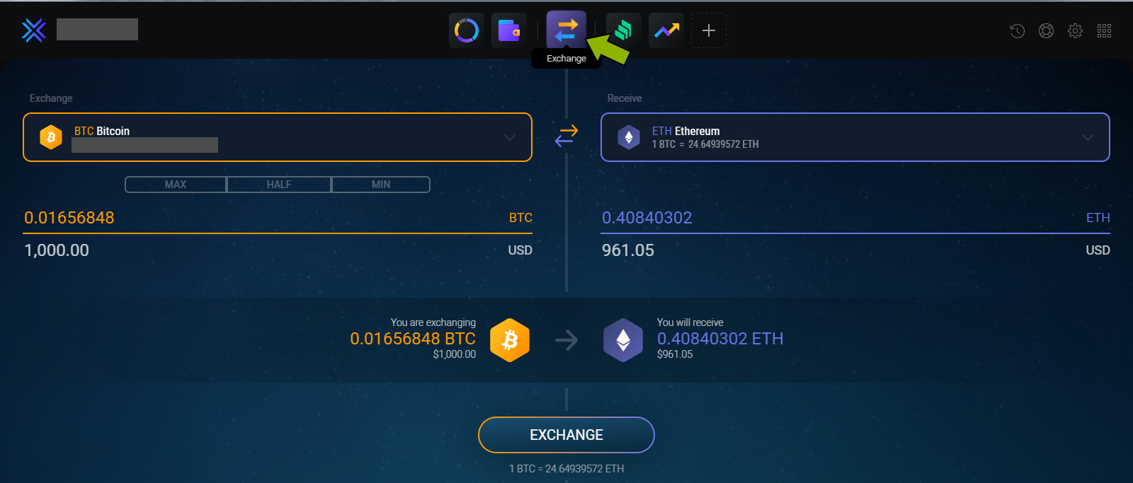 Choose your Bitcoin wallet.